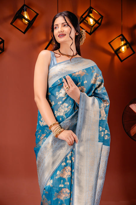 Mimosa Women's Woven Design Kanjivaram Style Art Silk Saree With Blouse Piece : SA00001736SFFREE