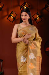 Mimosa Women's Woven Design Kanjivaram Style Art Silk Saree With Blouse Piece : SA00001760GDFREE