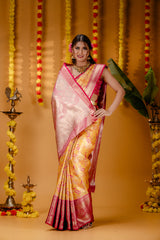 Mimosa Women's Woven Design Kanjivaram Style Art Silk Saree With Blouse Piece : SA00001812GDFREE