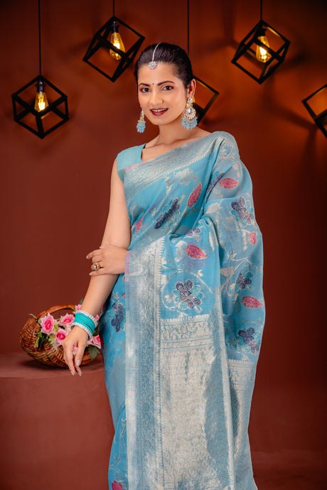 Mimosa Women's Woven Design Banarasi Style Art Silk Saree With Blouse Piece : SA00001597SFFREE