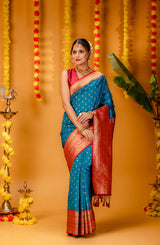 Mimosa Women's Woven Design Kanjivaram Style Art Silk Saree With Blouse Piece : SA00001731ANFREE