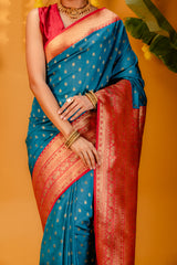 Mimosa Women's Woven Design Kanjivaram Style Art Silk Saree With Blouse Piece : SA00001731ANFREE