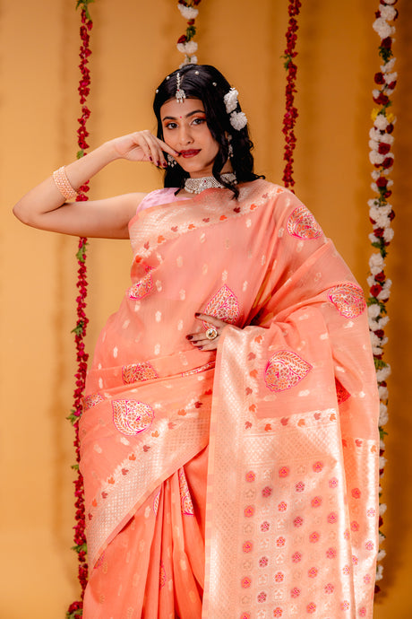 Mimosa Women's Woven Design Banarasi Style Art Silk Saree With Blouse Piece : SA00001794PCFREE