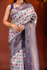 Mimosa Women's Woven Design Kanjivaram Style Art Silk Saree With Blouse Piece : SA00001655GYFREE