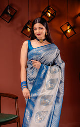 Mimosa Women's Woven Design Kanjivaram Style Art Silk Saree With Blouse Piece : SA00001623ANFREE