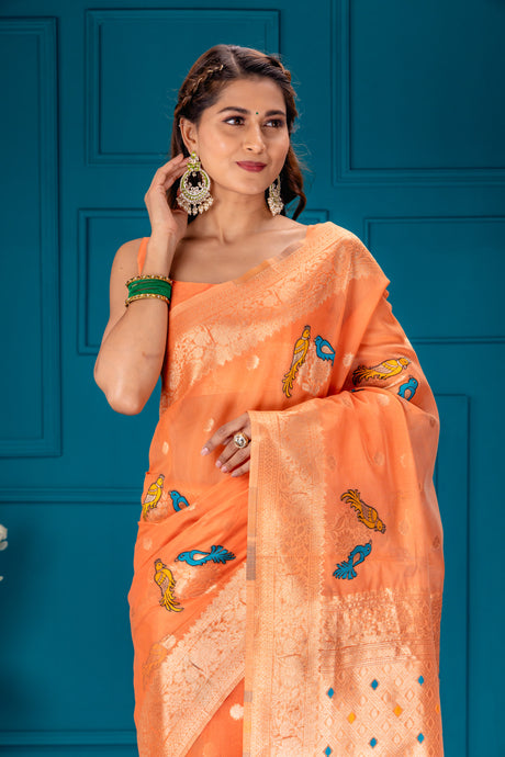 Mimosa Women's Woven Design Banarasi Style Art Silk Saree With Blouse Piece : SA00001739PCFREE