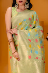Mimosa Women's Woven Design Banarasi Style Art Silk Saree With Blouse Piece : SA00001602PSFREE