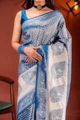 Mimosa Women's Woven Design Kanjivaram Style Art Silk Saree With Blouse Piece : SA00001623ANFREE