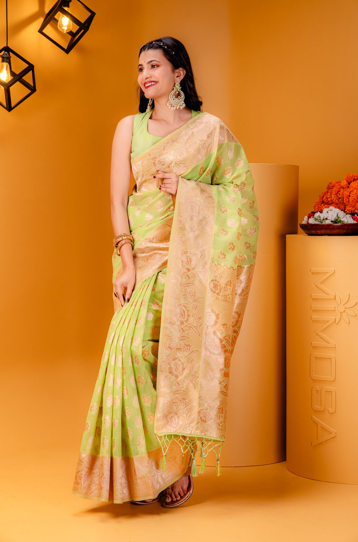 Mimosa Women's Woven Design Banarasi Style Art Silk Saree With Blouse Piece : SA00001804PSFREE