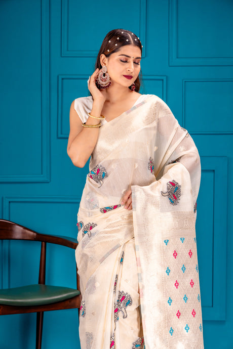 Mimosa Women's Woven Design Banarasi Style Art Silk Saree With Blouse Piece : SA00001740HWFREE