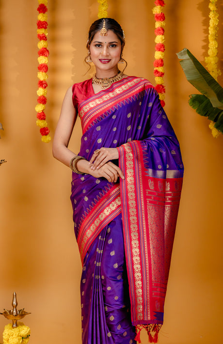 Mimosa Women's Woven Design Kanjivaram Style Art Silk Saree With Blouse Piece : SA00001733VLFREE