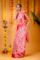 Mimosa Women's Woven Design Kanjivaram Style Art Silk Saree With Blouse Piece : SA00001599HWFREE