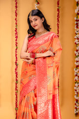Mimosa Women's Woven Design Banarasi Style Art Silk Saree With Blouse Piece : SA00001580PCFREE