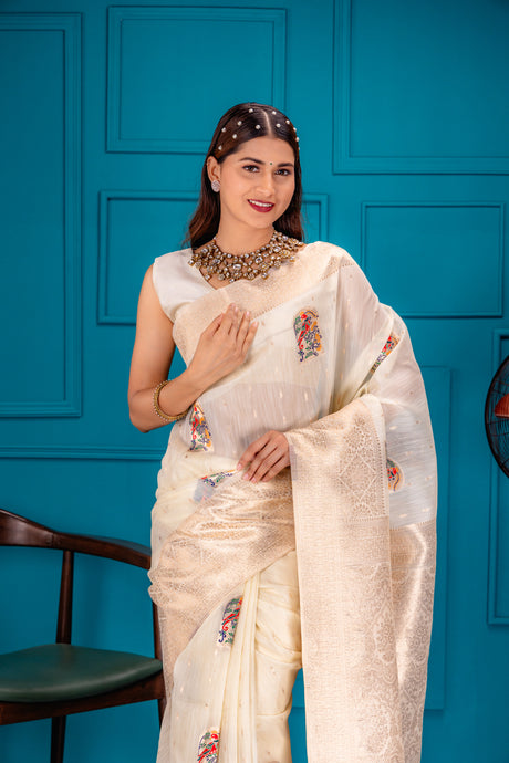 Mimosa Women's Woven Design Banarasi Style Art Silk Saree With Blouse Piece : SA00001771HWFREE