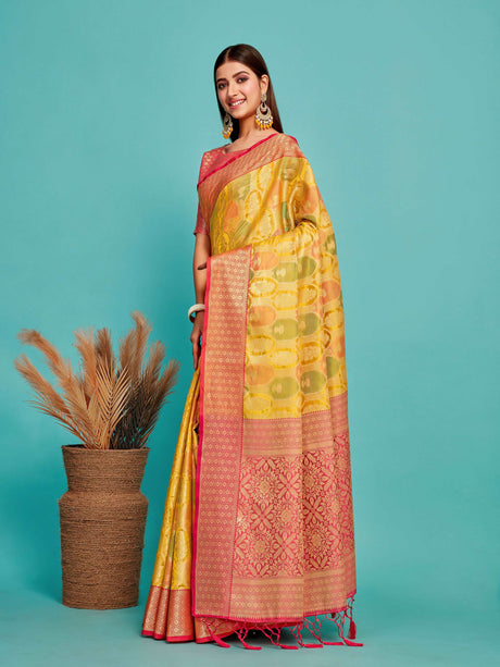 Mimosa Women's Woven Design Banarasi Art Silk Saree With Blouse Piece : SA00001244GDFREE