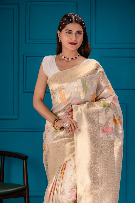 Mimosa Women's Woven Design Banarasi Style Art Silk Saree With Blouse Piece : SA00001768HWFREE