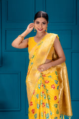 Mimosa Women's Woven Design Banarasi Style Art Silk Saree With Blouse Piece : SA00001603GDFREE