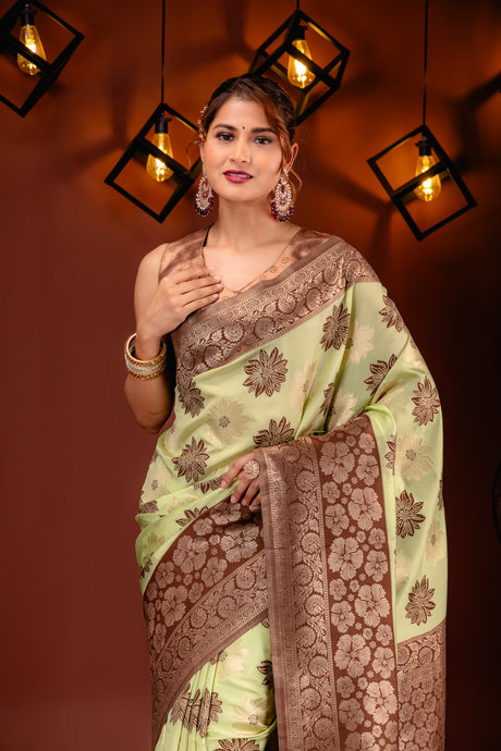 Mimosa Women's Woven Design Banarasi Style Art Silk Saree With Blouse Piece : SA00001590PSFREE
