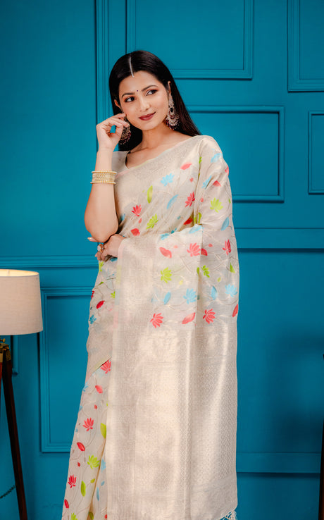 Mimosa Women's Woven Design Banarasi Style Art Silk Saree With Blouse Piece : SA00001602HWFREE
