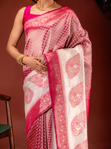 Mimosa Women's Woven Design Kanjivaram Style Art Silk Saree With Blouse Piece : SA00001623RNFREE