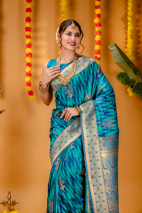 Mimosa Women's Woven Design Kanjivaram Style Art Silk Saree With Blouse Piece : SA00001647RMFREE