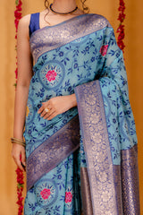 Mimosa Women's Woven Design Kanjivaram Style Art Silk Saree With Blouse Piece : SA00001599SFFREE