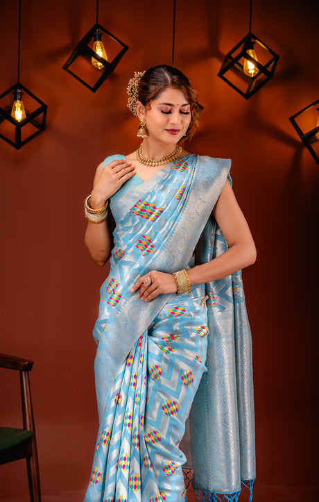 Mimosa Women's Woven Design Banarasi Style Art Silk Saree With Blouse Piece : SA00001584SFFREE
