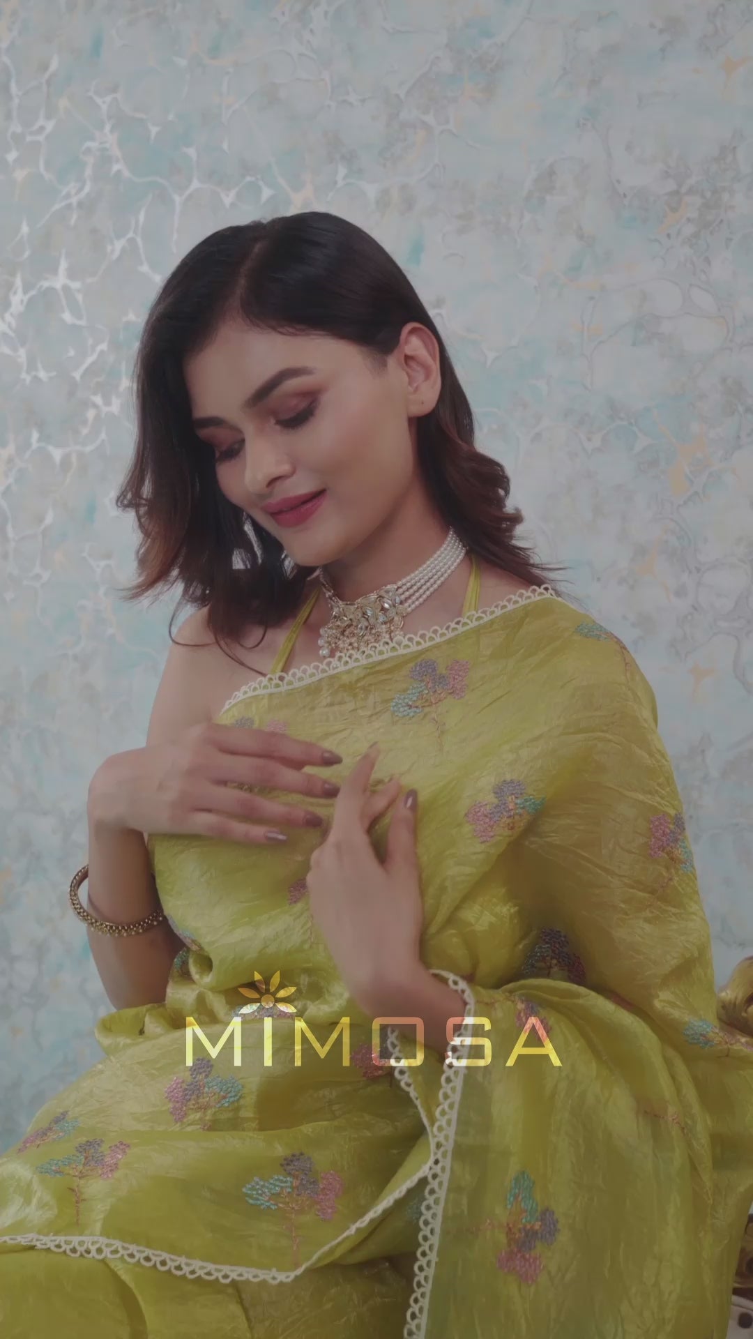 Mimosa Women's Woven Design Banarasi Style Tissue Crush Saree With Blouse Piece : SA00001884GDFREE