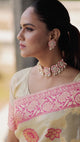 Mimosa Women's Woven Design Banarasi Linen Saree With Blouse Piece : SA00001273HWFREE