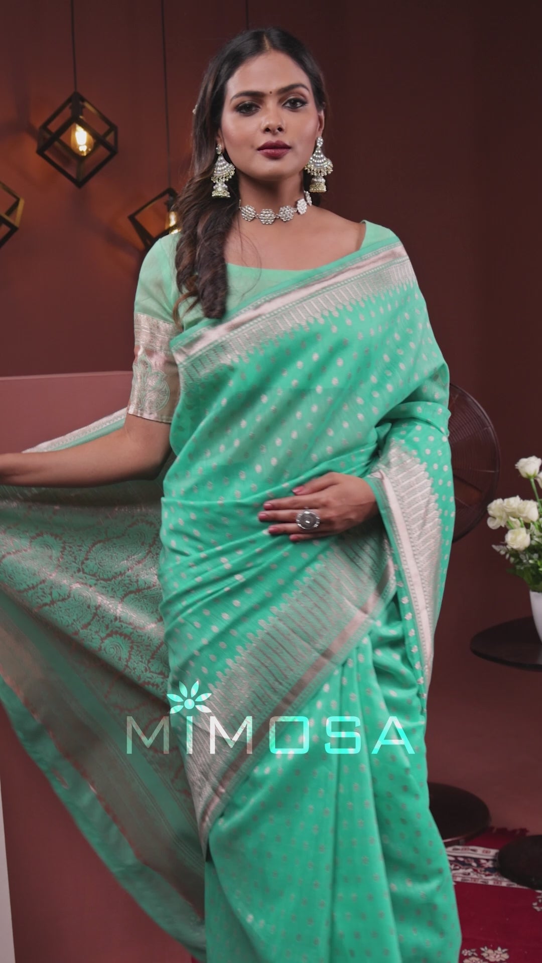 Mimosa Women's Woven Design Banarasi Style Art Silk Saree With Blouse Piece : SA00001755RMFREE