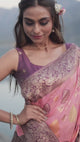 Mimosa Women's Woven Design Kanjivaram Linen Saree With Blouse Piece : SA00001248PNKFREE