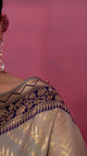 Mimosa Women's Woven Design Kanjivaram Linen Saree With Blouse Piece : SA00001256GYFREE