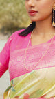 Mimosa Women's Woven Design Banarasi Lenin Saree With Blouse Piece : SA00001281LRFREE