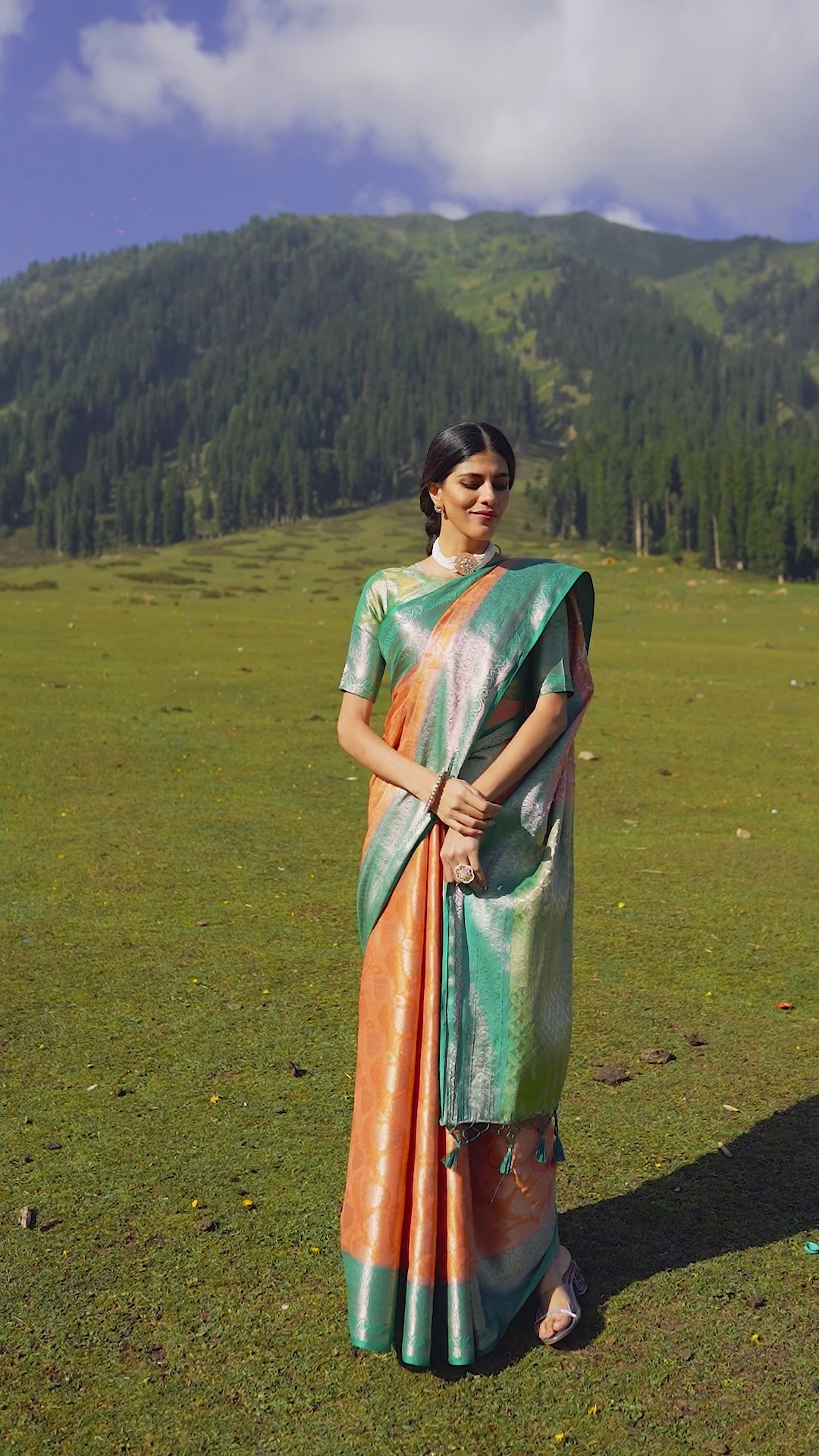 Mimosa Women's Woven Design Kanjivaram Style Art Silk Saree With Blouse Piece : SA0000373PCFREE
