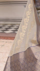 Mimosa Women's Woven Design Kanjivaram Linen Saree With Blouse Piece : SA00001233GYFREE
