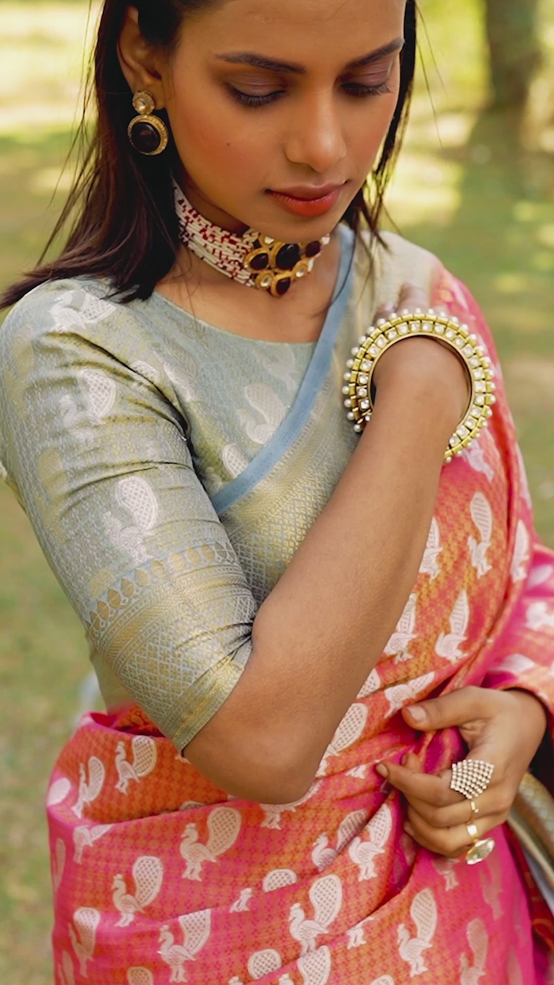 Mimosa Women's Woven Design Kanjivaram Style Art Silk Saree With Blouse Piece : SA0000379RNFREE