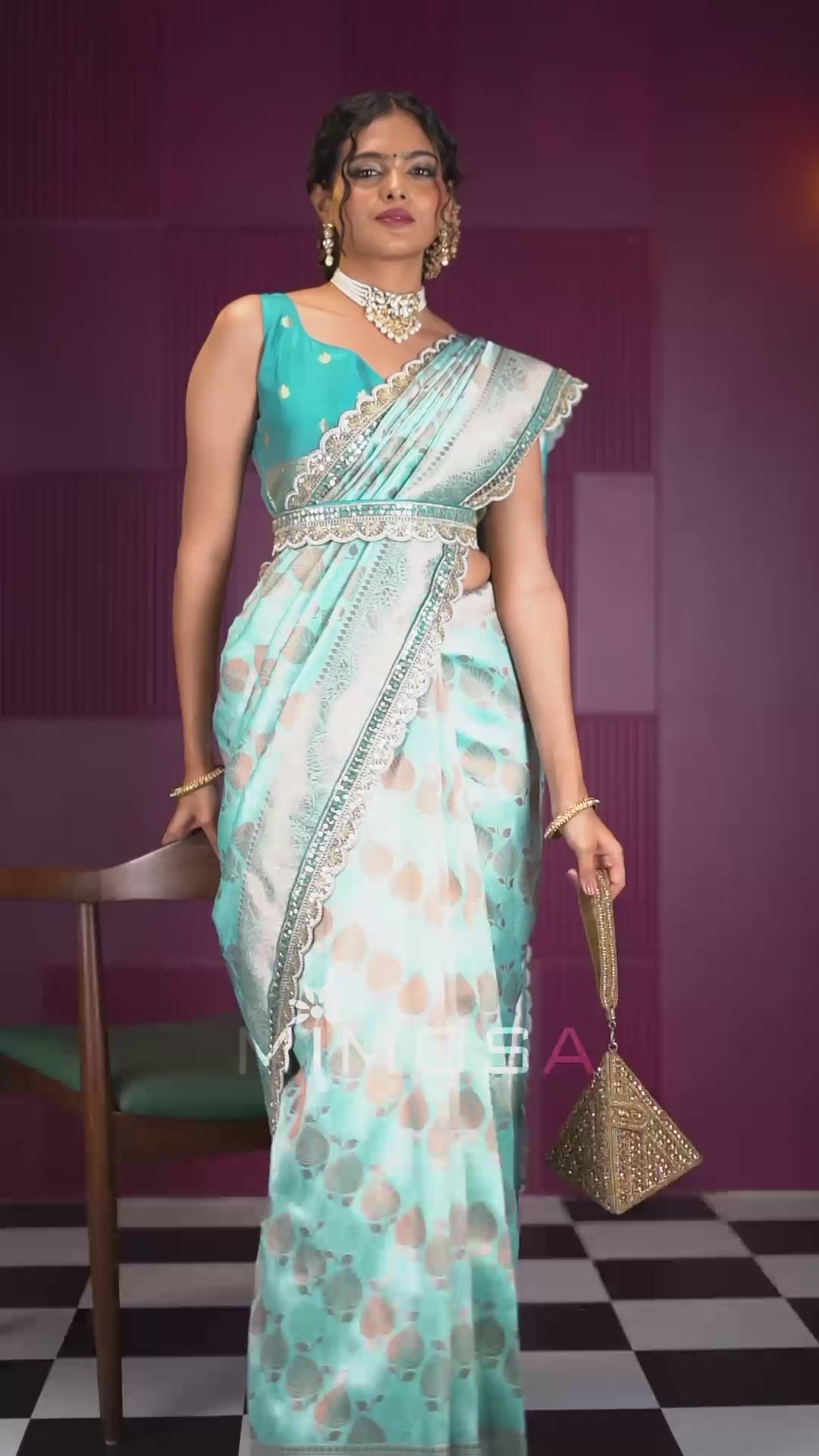 Mimosa Women's Woven Design Kanjivaram Style Art Silk Saree With Blouse Piece : SA00002032SFFREE