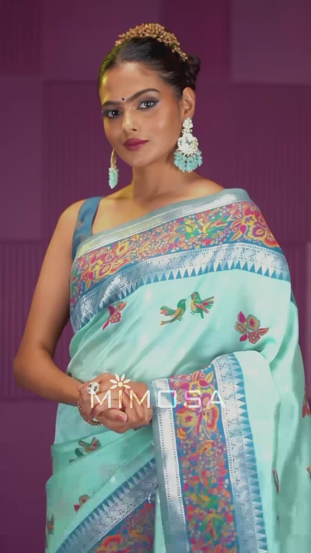 Mimosa Women's Woven Design Banarasi Style Art Silk Saree With Blouse Piece : SA00001992BLUFREE