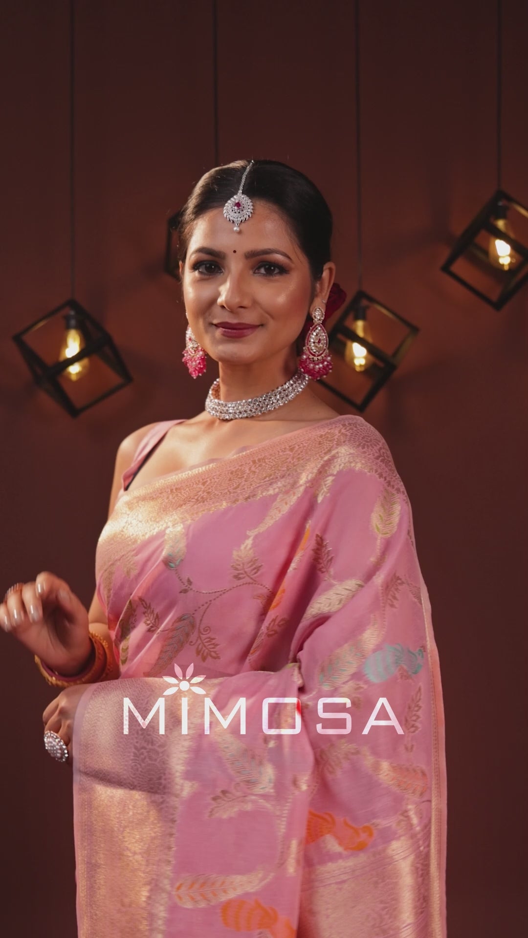 Mimosa Women's Woven Design Banarasi Style Art Silk Saree With Blouse Piece : SA00001769PNKFREE