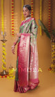 Mimosa Women's Woven Design Kanjivaram Style Art Silk Saree With Blouse Piece : SA00001812GRNFREE