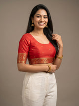 MIMOSA Grey Kanjivaram tusser Saree — blouse close-up