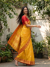 MIMOSA Mustard Kanjivaram tusser Saree — pose 9 styling detail