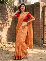 MIMOSA Peach Kanjivaram tusser Saree — pose 4 styling detail