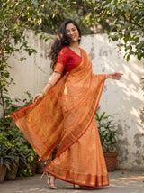 MIMOSA Peach Kanjivaram tusser Saree — pose 9 styling detail