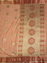 MIMOSA Peach Kanjivaram tusser Saree — pallu and zari work detail