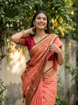 MIMOSA Pink Kanjivaram tusser Saree — pose 10 styling detail