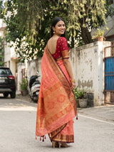MIMOSA Pink Kanjivaram tusser Saree — pose 7 styling detail