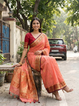 MIMOSA Pink Kanjivaram tusser Saree — pose 8 styling detail