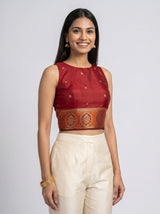 MIMOSA Pink Kanjivaram tusser Saree — blouse close-up