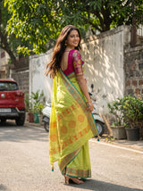 MIMOSA Pista Kanjivaram tusser Saree — pose 7 styling detail